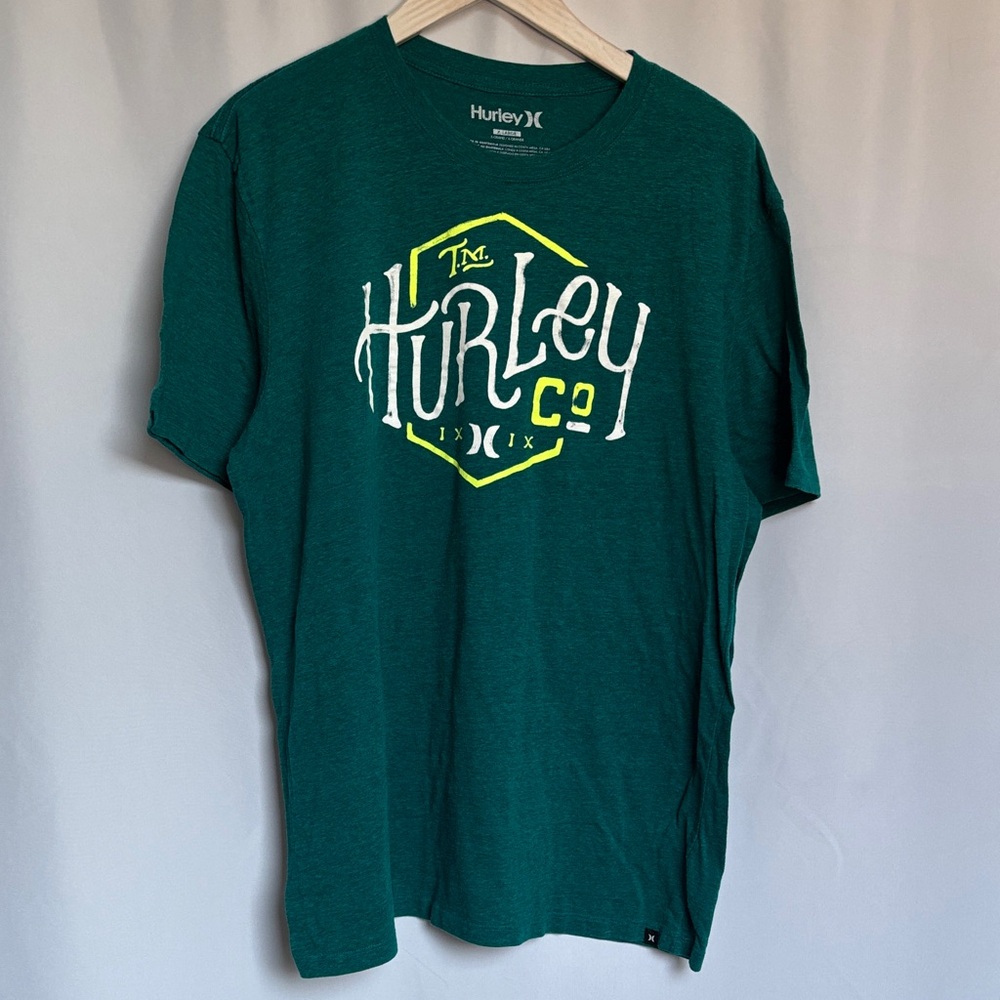 Hurley Men's Green Tee with Logo